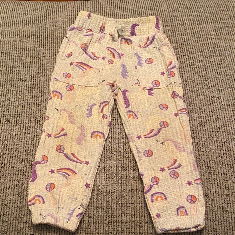 ⭐ 4 for $10 ⭐ - Garanimals Cream Joggers with Purple and Orange Patterns